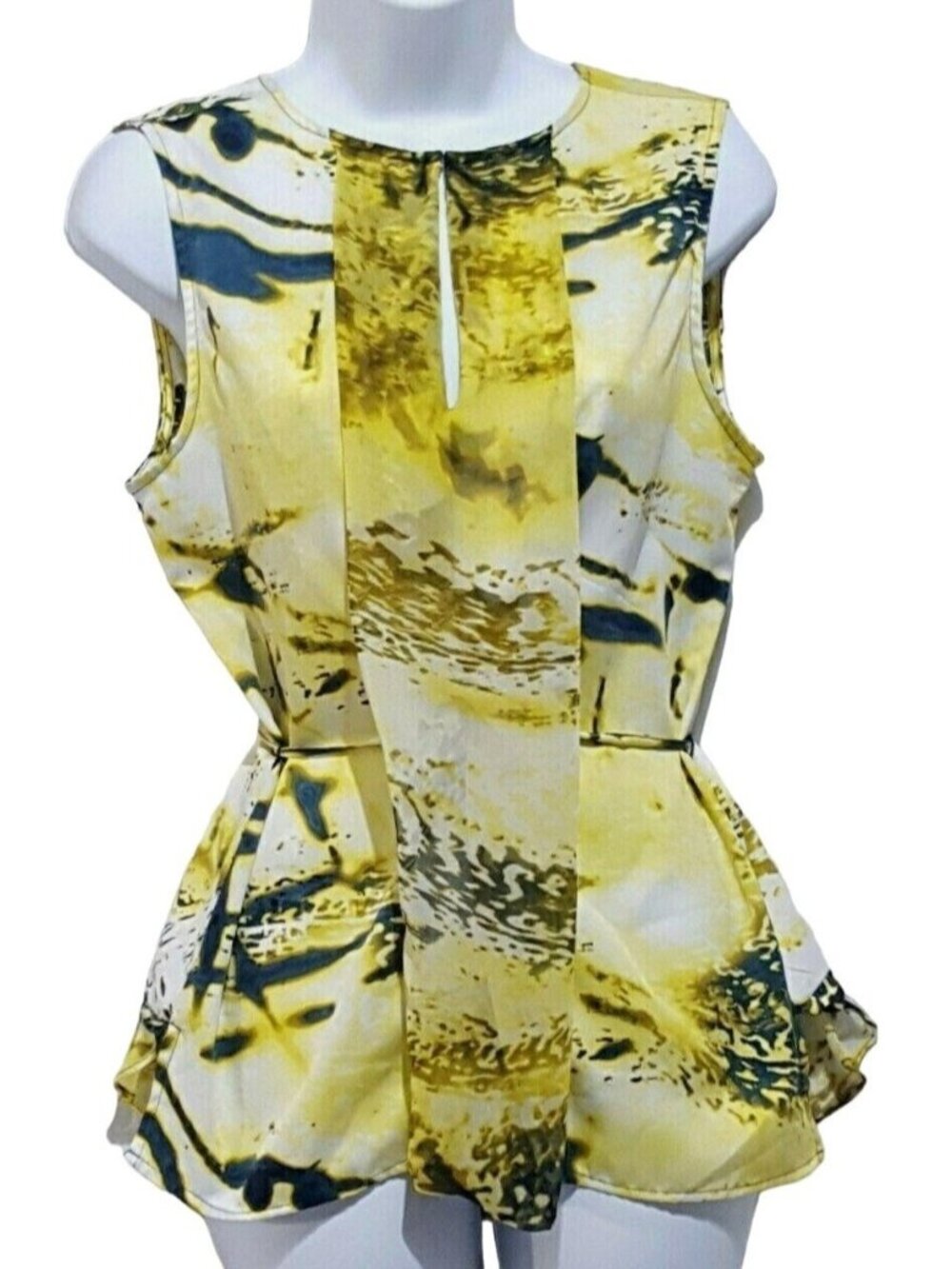 Simply Vera Wang Womens Top Size M Sleeveless Tie Back Tie Dye Yellow‎ Boho